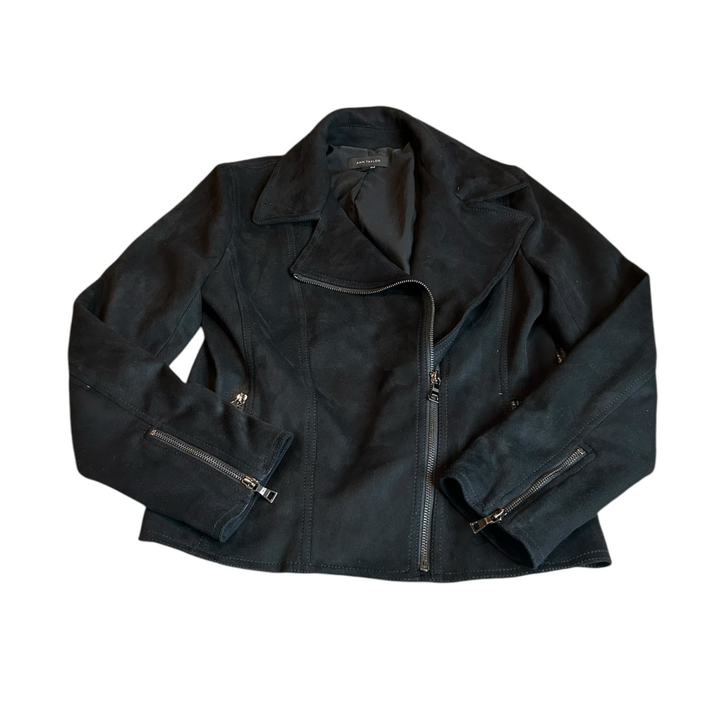 ANN TAYLOR black faux suede jacket